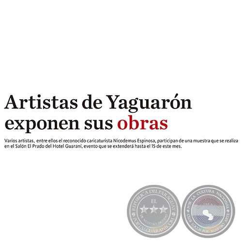 Artistas de Yaguarn exponen sus obras - Artista Nicodemus Espinosa - Jueves 15 de Diciembre de 2016